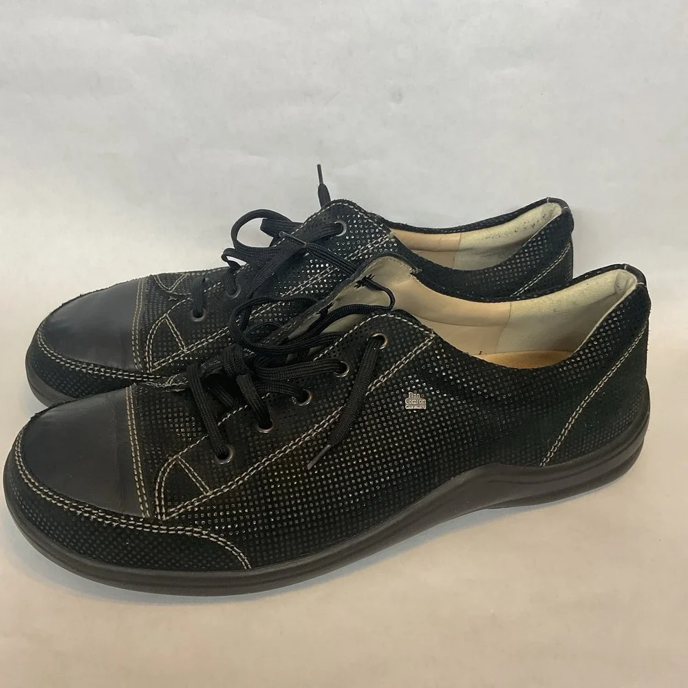 Finn Comfort Soho Comfort Sneakers Black Leather Women's Size 42/11-11.5